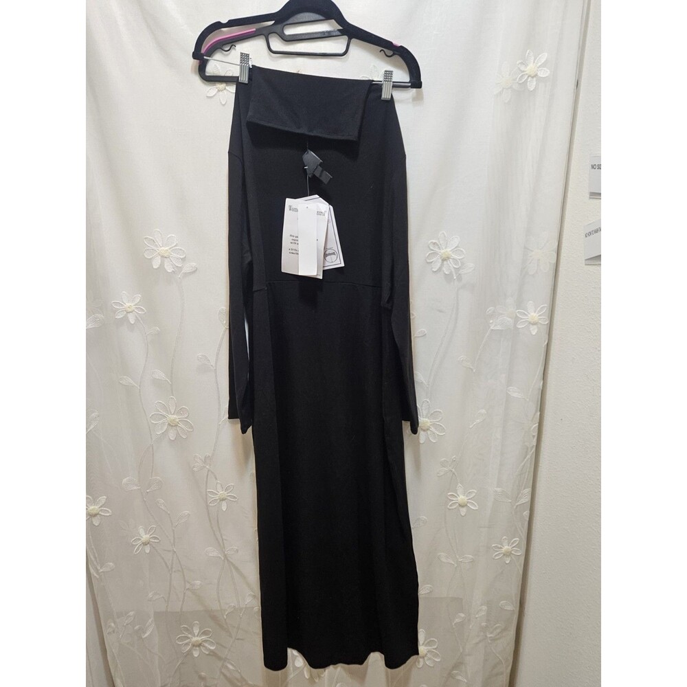 Women With Control XL NWT Black Maxi Dress Tummy Control Mock Neck Timeless